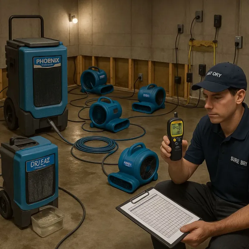 Structural Drying and Dehumidification process in Heidelberg, PA